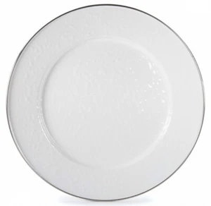 Golden Rabbit White Texture Charger Plate WW26 Porcelain Over Metal 12.5” - Picture 1 of 4