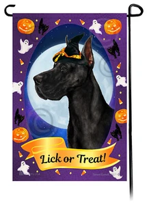 Halloween Garden Flag - Cropped Black Great Dane - Imagen 1 de 1