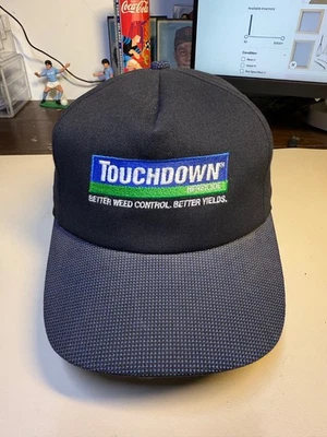 TOUCHDOWN HERBICIDE HAT BLACK/BLUE Checker EMBROIDERED ADJUSTABLE  - Image 1 of 4