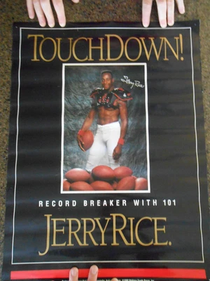 vintage JERRY RICE SF 49ers poster 101 TOUCHDOWN! record breaker 1992 Nabisco - Image 1 of 4