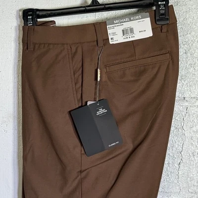 Pantalones de vestir Michael Kors para hombre calce clásico rendimiento otoño marrón claro 31x32 $95 Foto 1 de 4