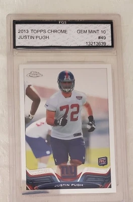 2013 Topps Chrome Justin Pugh #49 graded Gem Mint 10 Giants - Image 1 of 3