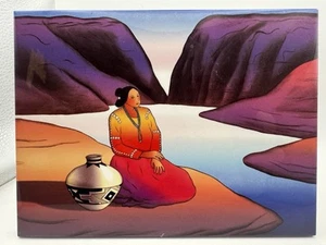 R.C. Gorman Woman At Lake Sandstone Tile Pueblo Art Made In USA 6x8” - Picture 1 of 4