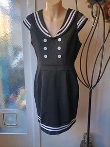 HELL BUNNY VIXEN black pin up dress sailor style. Size S - Picture 1 of 9