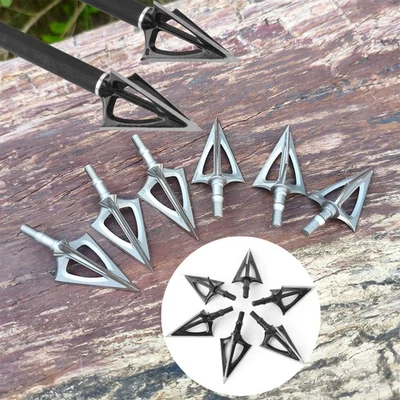 Archery Broadheads 100Grain Compound Bow Hunting 3 Blade  Arrowheads Tip Outdoor - Image 1 of 4