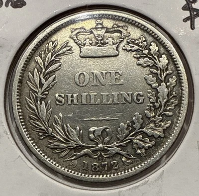 Moeda de prata 1872 um xelim Queen Victoria - Imagem 1 de 4