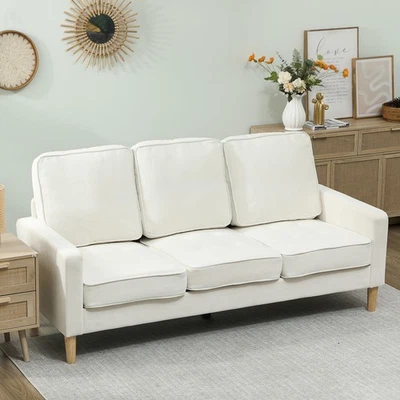 HOMCOM 3-Sitzer Sofa, Couch mit Armlehnen, Getufteter Rückenlehne, Samtoptik - Bild 1 von 4