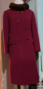Vintage Parkmoor New York cranberryroter Wollmantel mit Nerzkragen elegant Gr. 10 - Bild 1 von 15