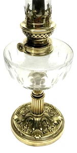 Jolie petite LAMPE A PETROLE  laiton décor vigne toupie cristal XIXème H FRERES - Picture 1 of 5