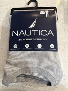 Women's Nautica 2 Piece Thermal Shirt Pants Set NEW Medium Gray Winter - Foto 1 di 2
