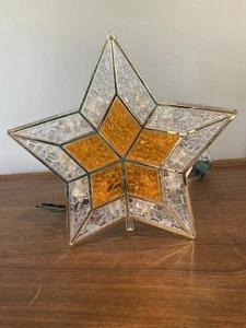 Árbol de Navidad Topper Estrella Imitación Vitral Iluminado Funciona Amarillo - Imagen 1 de 7