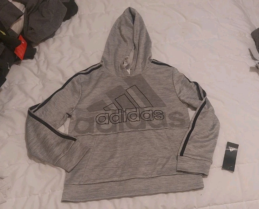 Adidas Athletic Hoodie Youth Size M (10-12) Grey Hooded Pullover Logo  - Image 1 of 1