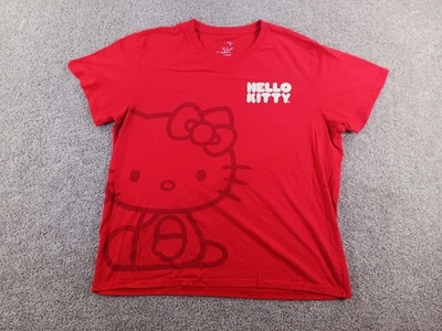 Camisa de manga corta Hello Kitty XL para mujer roja mezcla de algodón cuello redondo Foto 1 de 4