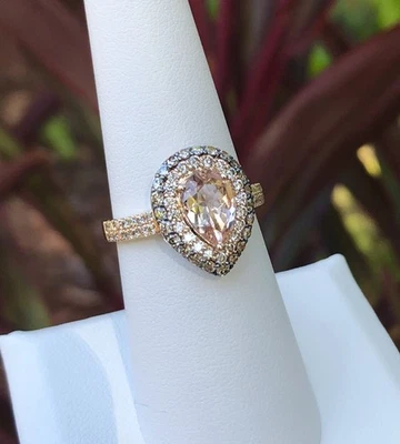 AUTÉNTICO ANILLO DE DIAMANTES MORGANITA LE VIAN 14K Talla 7 Foto 1 de 4