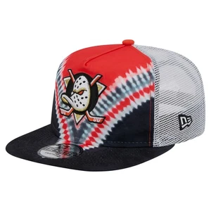 Men's-New Era Black/Orange Anaheim Ducks Throwback V-Dye Adjustable Golfer Hat - Picture 1 of 6