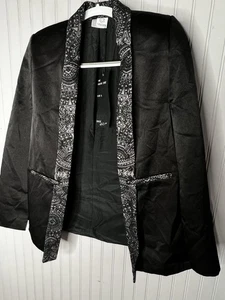 Couture by Claudia Croazzo Cape Womens 0 Black The Milan Lace Silk NEW $350 - Picture 1 of 13