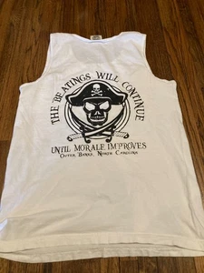 Vtg 2000s Beatings Will Continue Outer Banks NC (OBX) Tank Top Small White - Picture 1 of 6