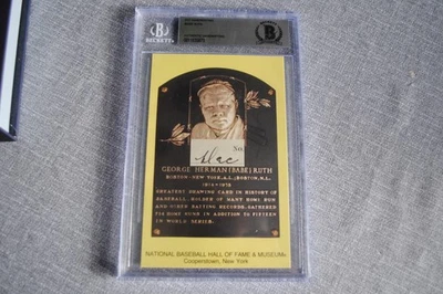 BGS BABE RUTH "DEC" SIGNED CUT HANDWRITTEN HOF PLAQUE NY YANKEES BAS BECKETT**** - Image 1 of 4