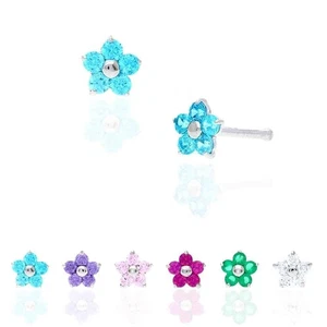 Nasenring 14 Karat Weißgold Geburtsstein Blume Knochen 20 g - Bild 1 von 21