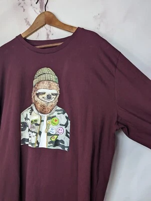 Camiseta Aero Spirit Animal Hombre XL Perezoso Camiseta Marrón Aeropostale Manga Larga Foto 1 de 4