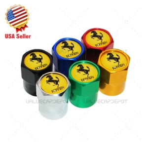 Hex Ferrari S.F Logo Emblem Car Wheels Tire Air Valve Caps Stem Dust Cover Sport - Picture 1 of 19