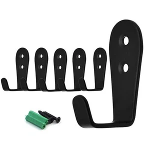 6PCS Black Wall Hooks Stainless Steel Robe Hangers Kitchen Bedroom Bathroom - Picture 1 of 6