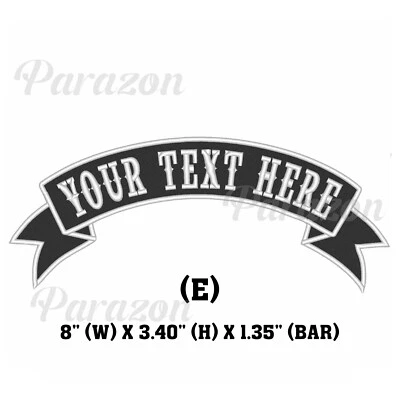 Custom Embroidered Top Rocker Ribbon Patch Vest Outlaw Biker MC Badge 8" (E) - Image 1 of 4