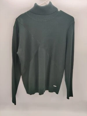 Calvin Klein Mujer Talla L Suave Verde Oscuro Acanalado Cuello Tortuga Suéter Foto 1 de 4