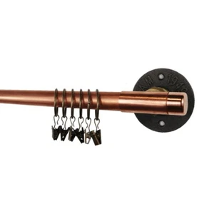 Curtain Pole Rail Tension Rod Industrial Metal Copper Pipe & Iron Tee Nut Style - Picture 1 of 3