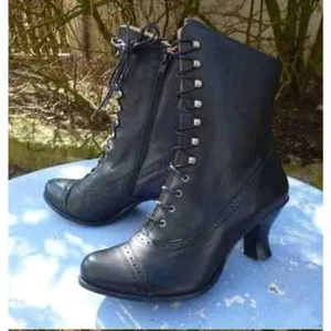 Nuevas Mujeres Steampunk Zapatos Rústicos de Tacón Alto con Cordones Victorianos Botas de Cuero al Tobillo - Imagen 1 de 22