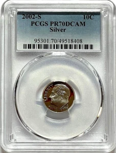 2002-S 10C  Silver Roosevelt Dime Proof PCGS PR70DCAM - Classic Blue Label - Picture 1 of 2