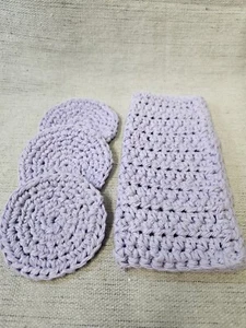 Juego de baño de algodón de ganchillo lavanda - paño desmaquillante desmaquillante hecho a mano - Imagen 1 de 4