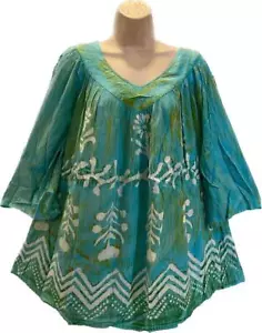Top Smock Threads Hippie Boho Festival Tie Dye Contadino V collo Smock 222499 A - Foto 1 di 4