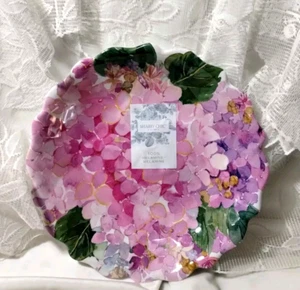 Shabby Chic s/12 PLATOS ENSALADERA FESTONEADA ROSA HORTENSIA Melamina Brillo NUEVO - Imagen 1 de 7