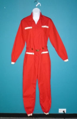 Vtg 50s Bill Parry Original Sky Diving Parachuting Jumpsuit RED Zip Front  S/M - Image 1 of 4