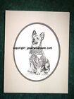 * FINE-ART PRINT w/oval mat, Australian Cattle Dog Blue Red Heeler Puppy drawing