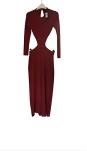 Nasty Gal Rust Red Cut Out Ribbed Jumpsuit Size 6 BNWT 