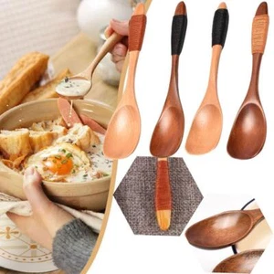 Cuchara mezcladora de madera estilo japonés mango largo K7S0 - Imagen 1 de 14