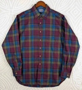 Vtg 60's 70's Pendleton Men's Plaid  Check Virgin Wool Board Shirt Sz L Long USA - Picture 1 of 10