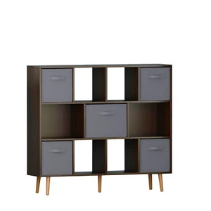 Multifunctional Bookshelf Open Cube Design Thick FrameBrown - Picture 1 of 5