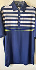 Footjoy Fj Golf Polo Shirt Men?S Size Medium Blue Neon White Striped