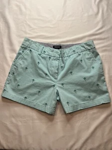 British Khaki Shorts Teal W/ Embroidered Palmetto Trees Southern Carolina Chic - Picture 1 of 8