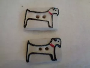 Bottoni Novità - Fatti a mano (nuovi) (2) 1" Terrier/quadrato, bianco e nero - Foto 1 di 1