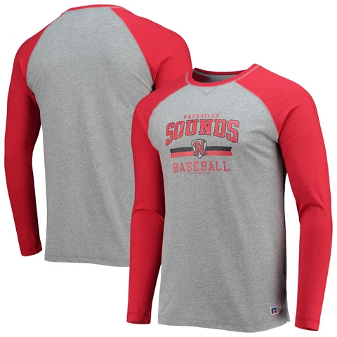 Men's Red/Heathered Gray Nashville Sounds Long Sleeve Baseball T-Shirt Cover