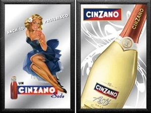 Set: 2 Imágenes De Cinzano Vermut Asti Botella 20x30 Cm Cuadros De Pared - Imagen 1 de 3
