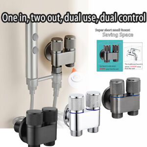 Dual Control Two-way Toilet Faucet Valve for Bidet Spray Shower Stainless Steel