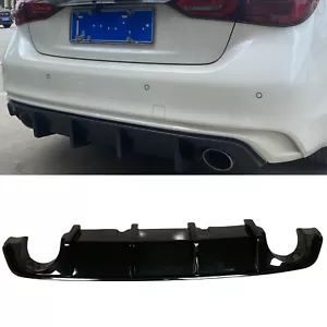 Gloss Black Rear Bumper Diffuser Lip For Infiniti Q50 2014-2017 2015 2016 - Picture 1 of 6