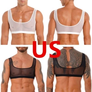 Men Sport Crop Top Shirt Workout Bodybuilding Muscle Workout Tank Top Vest - Picture 1 of 28