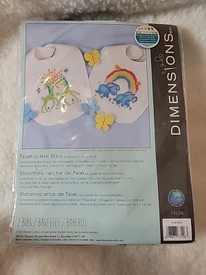 Dimensions/Baby Hugs Stamped Cross Stitch Kit 9"X14" 2/Pkg-Noah's Ark Bibs - Image 1 of 2