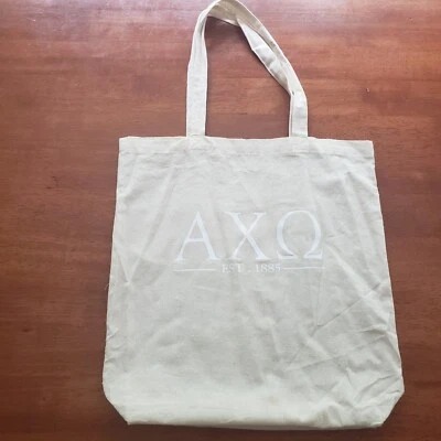 Bolso de Mano Alpha Chi Omega Reutilizable de Lino Foto 1 de 2